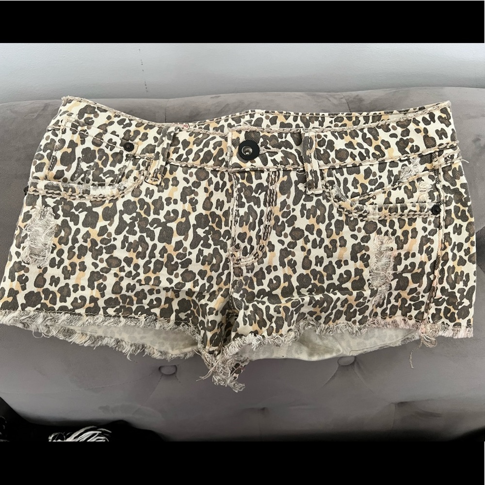 Cheetah jean shorts